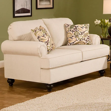 Traditional Loveseat With Rolled Arms